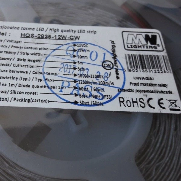 Prof taśma LED 12W 2835 9000K zimna IP64 5m