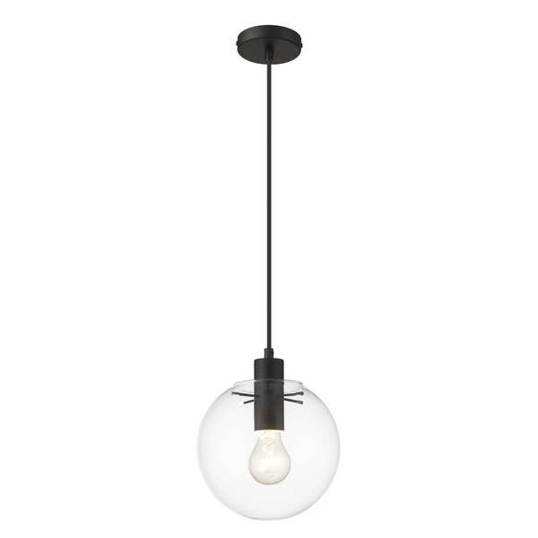 Lampa wisząca PUERTO, śr. 20cm, czarna z transparentnym kloszem, 1x50W E27
