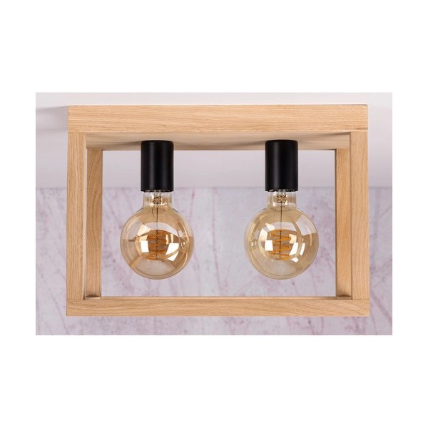 Lampa Sufitowa Kago 2xE27 Max.60W Dąb Olejowany/Czarny Metal 9154274