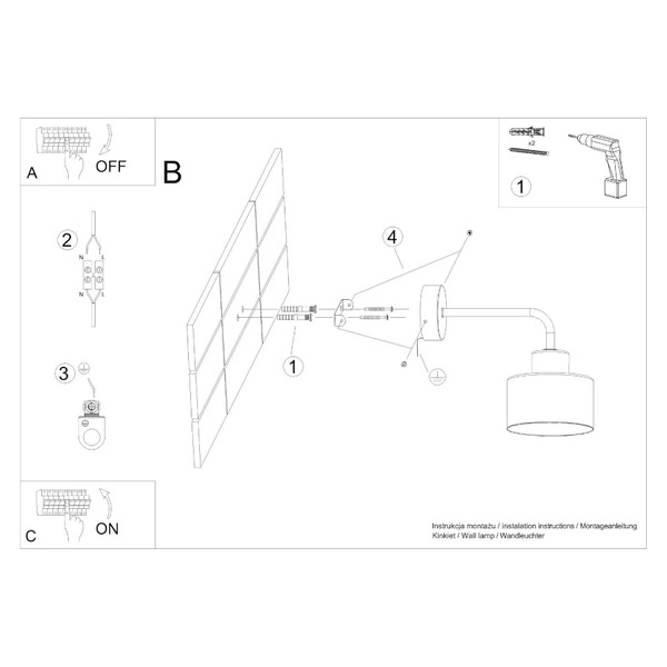 Kinkiet SAVAR 1, czarny, 1x60W E27, SL.1129