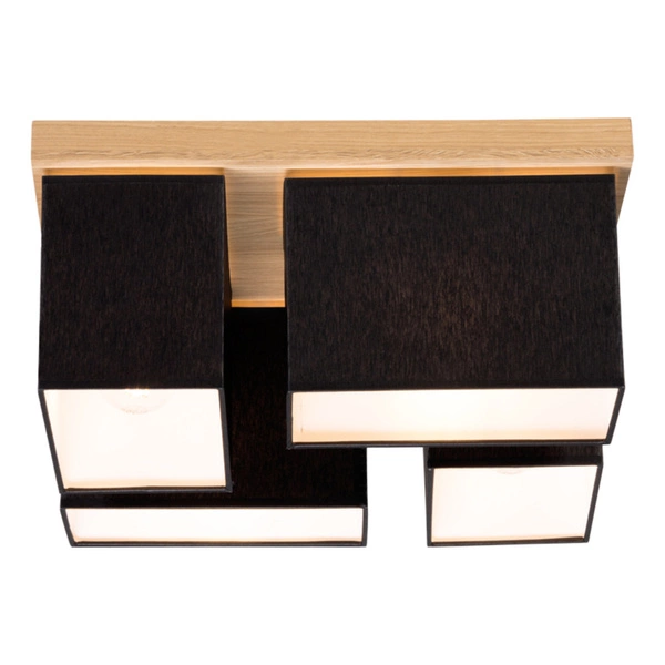 Lampa Sufitowa Paloma 4xE27 Max.25W Dąb Olejowany/Czarny Klosz Tkaniny 2454474