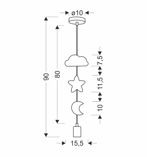 MOON SC LAMPA WISZĄCA 1X20W E27 IQ KIDS MIX KOLOR