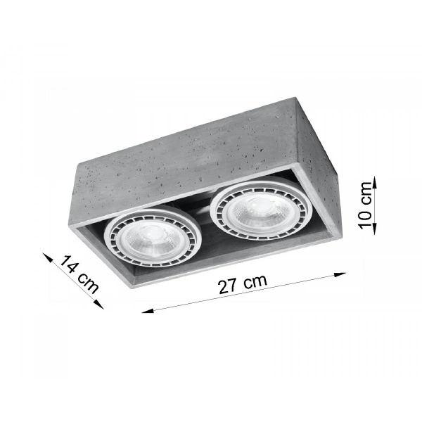 Betonowy plafon QUATRO 2 SL.0884 szary 2xGU10/ES111