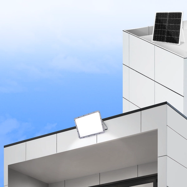 Naświetlacz LED z panelem słonecznym IP65 200W 6500K | Szary