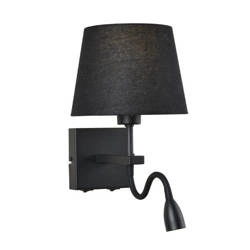 Nowoczesny kinkiet NORTE E27 60W + lampka 3W biała ciepła | czarny