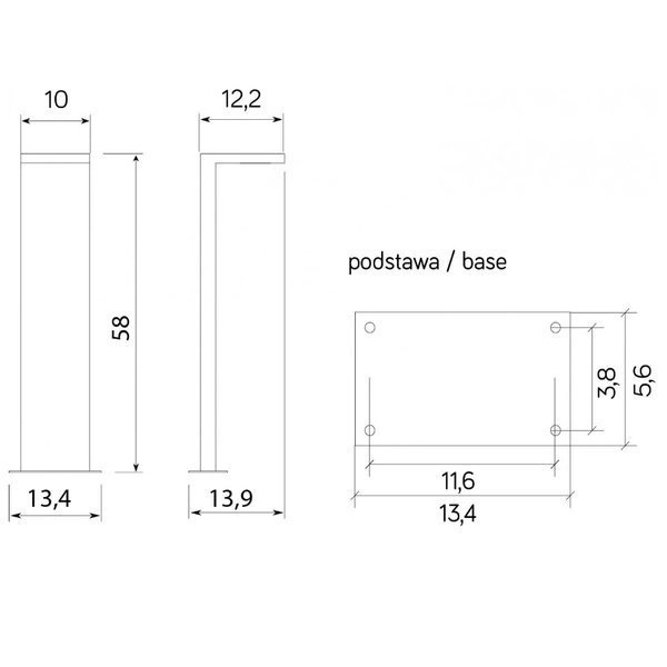 Lampa stojąca zewnętrzna na podjazd 58cm KARO KR-580 | ciemny popiel