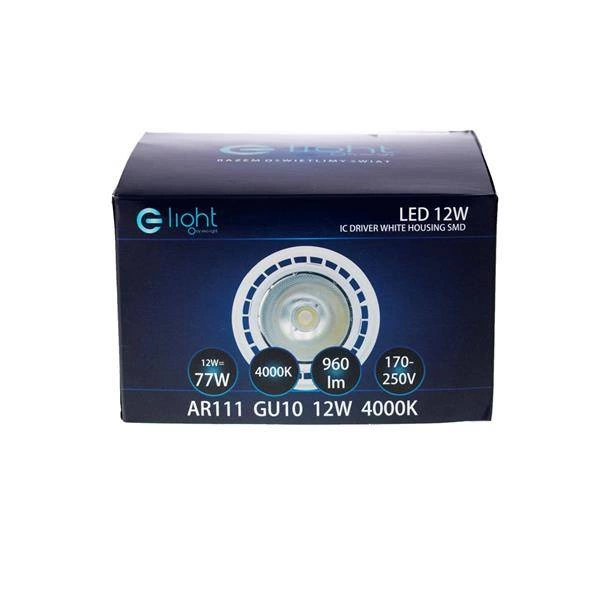 ŻARÓWKA AR111 - 12W GU10 3000K / Biała