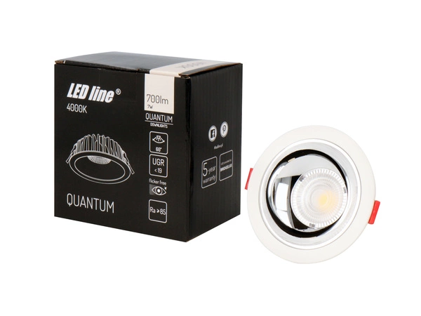 Downlight lampa sufitowa podtynkowa QUANTUM LED 7W 4000K 88mm | biała