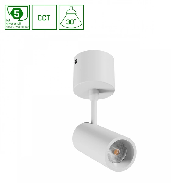 SPOT M OPRAWA NATYNKOWA 10W CCT 230V 30st IP20 śr.44 x145x205mm BIAŁY 5 LAT GW. SPECTRUM