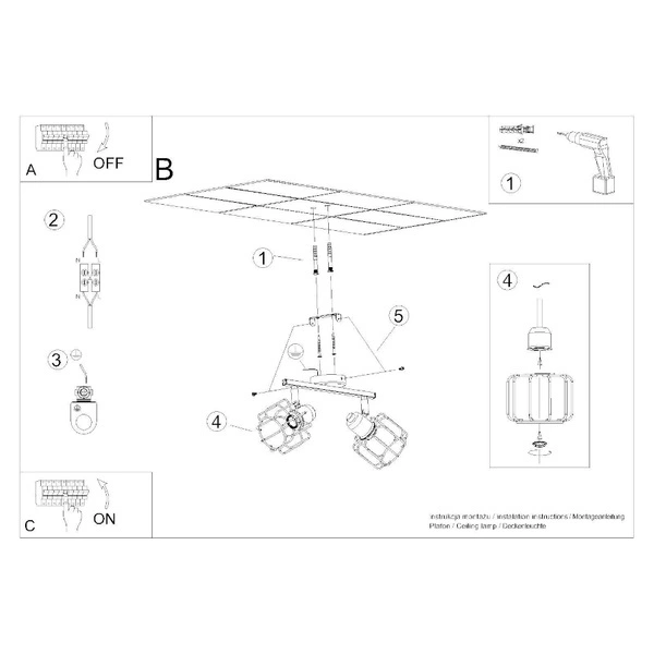 Lampa sufitowa BELUCI 2, biały/chrom, 2x40W E14, SL.1112