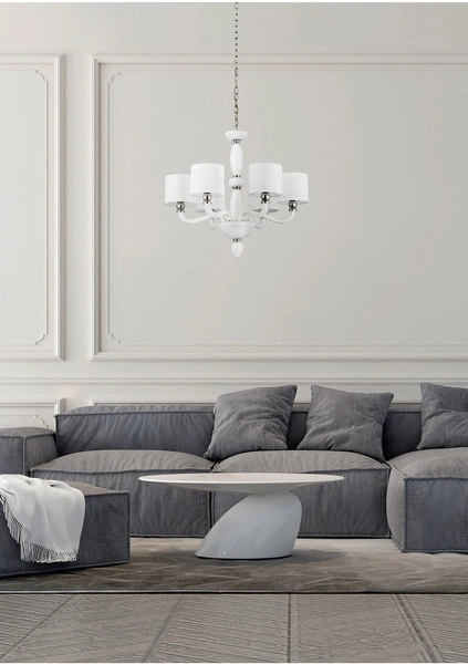 Żyrandol klasyczny NEWPORT VI stal i szkło | biały 8156