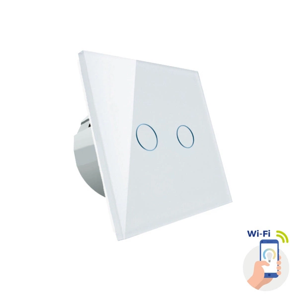 Włącznik światła dwustrefowy z programatorem | biały