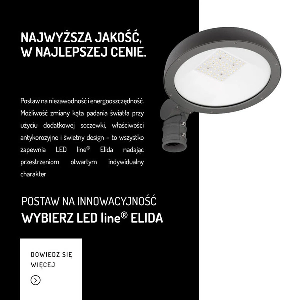 Oprawa uliczna na słupek LED ELIDA 70W 4000K neutralna IP65 | grafitowy