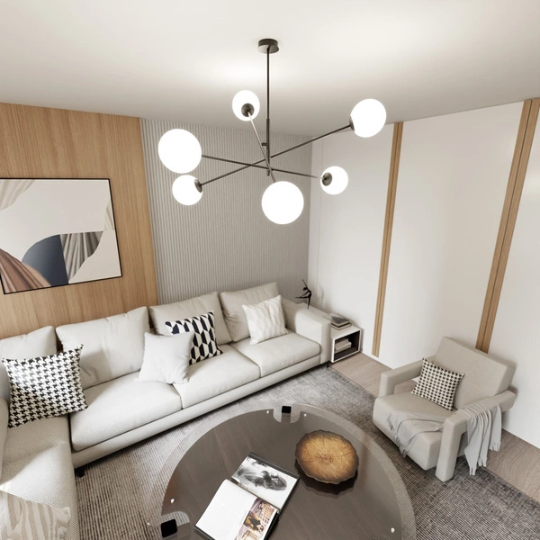 Lampa sufitowa Emibig LINEAR 6 Czarny/OPAL 1169/6