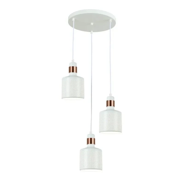 Lampa wisząca Restenza śr. 38cm 3xE27 | biały/miedziany