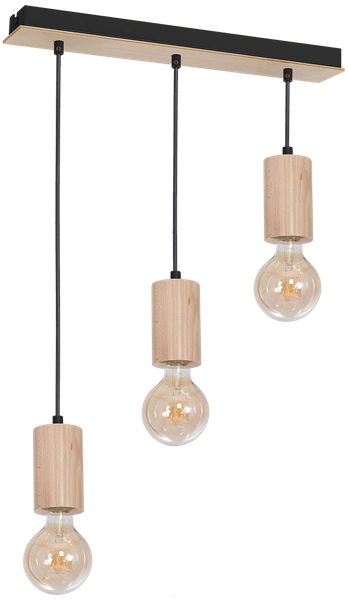 Lampa wisząca nowoczesna drewniana listwa LINES III drewno/czarny szer. 62cm