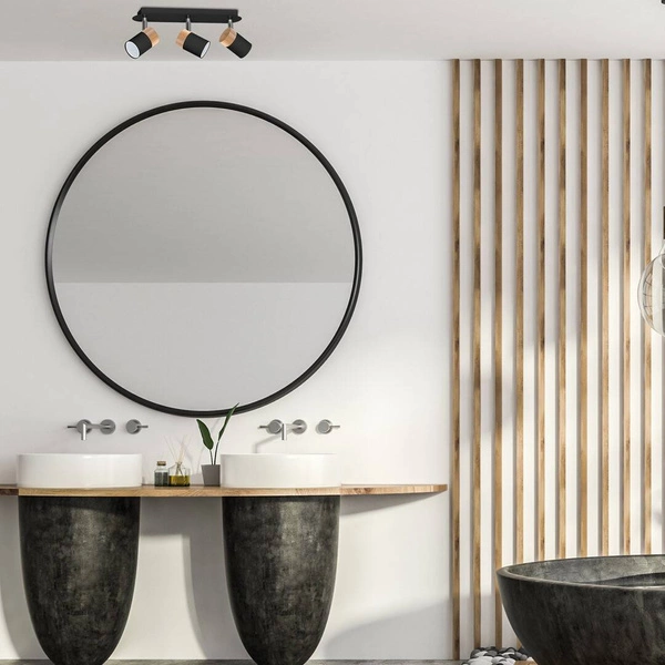 Lampa sufitowa JOKER, MLP6304, czarny/drewno/chrom, 3x8W GU10