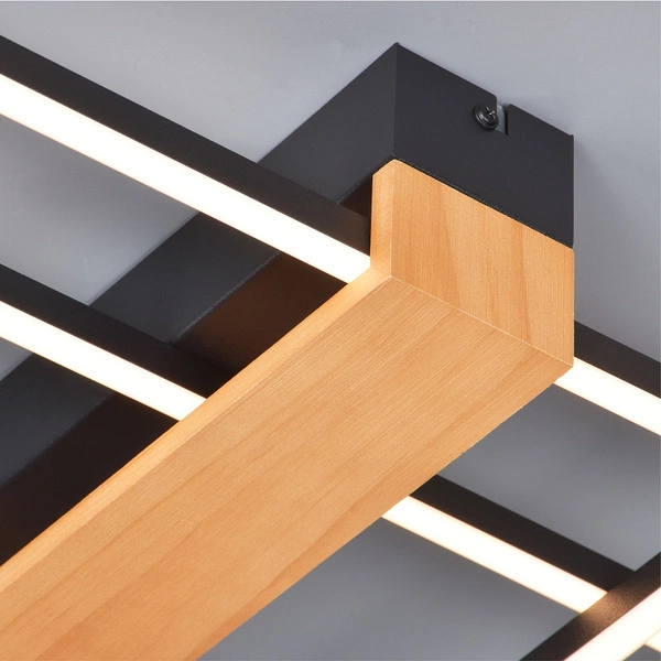 C230624202A MINAR LAMPA SUFITOWA CZARNA+DREWNO/BLACK+WOOD