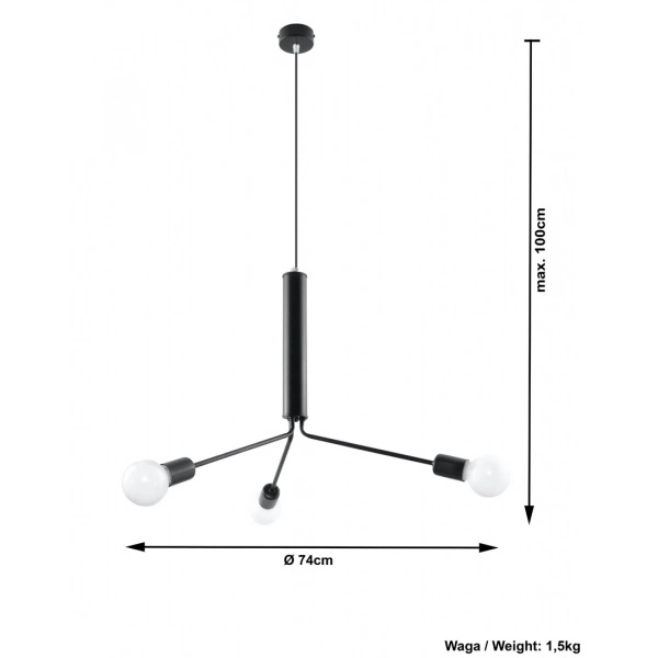 Lampa wisząca DUOMO 3D SL.0303 czarna 3xE27
