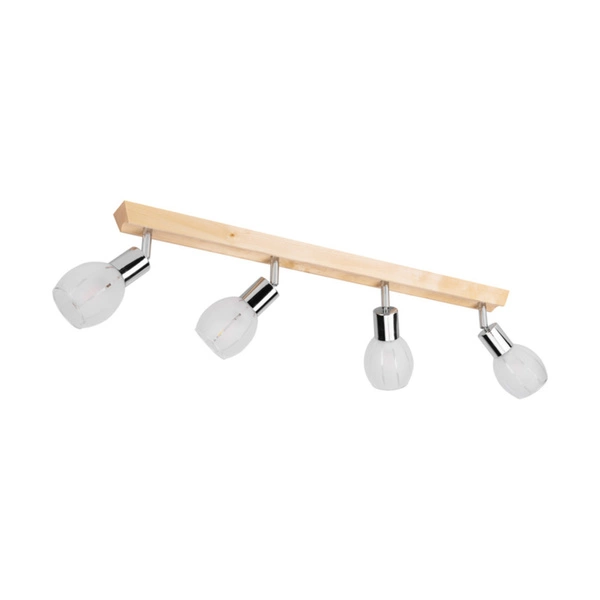 Lampa Sufitowa Tessa 4xE14 Max.40W Drewno Brzozowe/Metal Satynowy/Szkło Biało-Przezroczyste 2046018520992
