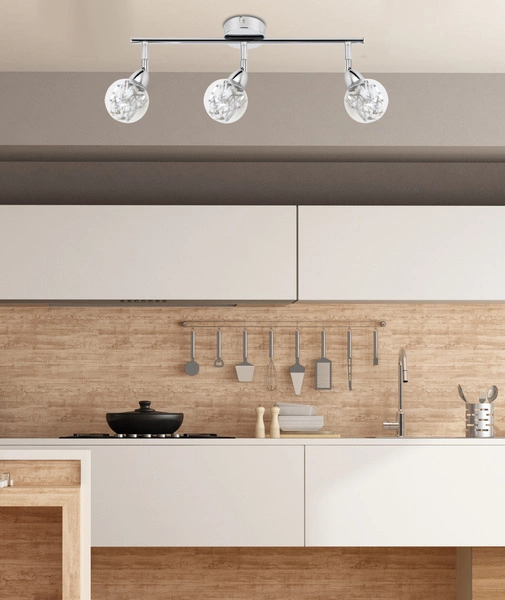 Lampa sufitowa BOLO listwa 3x6W LED SMD główka okrągła 1E z przegubem KD SYSTEM, chrom/transparentny, 3000K, 93-67647