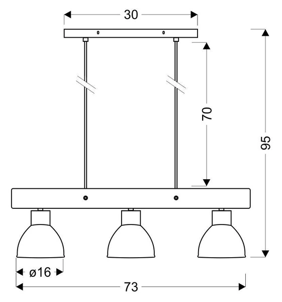 Lampa wisząca VARIO 33-73471 czarna/drewno 3x60W E27