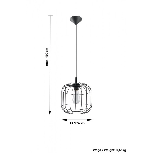 Industrialna lampa wisząca CELTA SL.0296 Czarna 1xE27