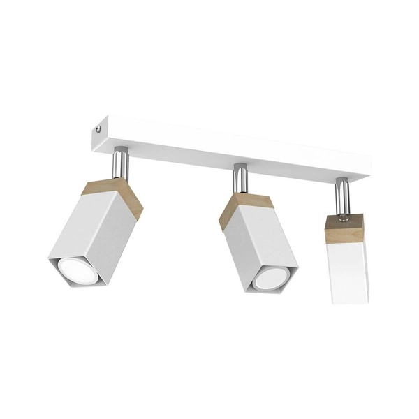 Lampa sufitowa SOLO, MLP7479, przecierany biały/drewno patynowane, 3x5W mini GU10