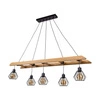 Lampa Wisząca Eskalo 5xE27 Max.60W Bejcowana Sosna Brązowa/Czarny Metal/Czarny Kabel PCV 7229551