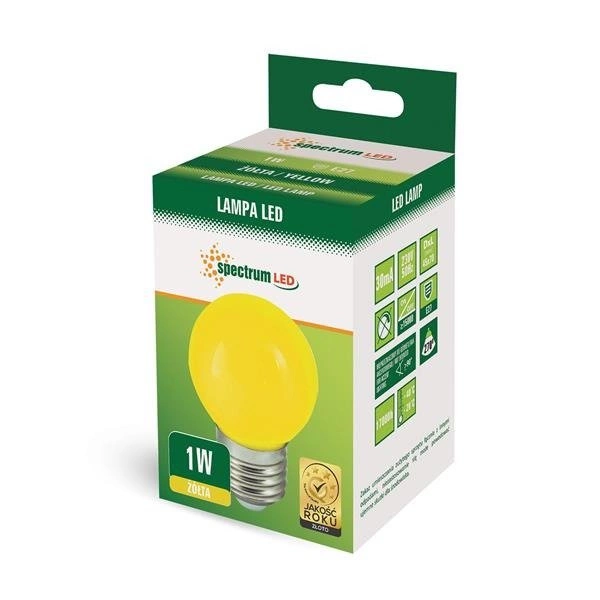 LED KULKA E-27 230V 1W YELLOW SPECTRUM