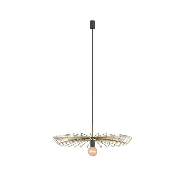 Lampa wisząca druciana zwis nowoczesna UMBRELLA złoty/czarny śr. 78cm 8874