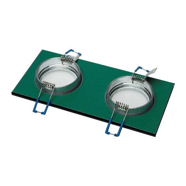 Oczko sufitowe szklane PROSTOKĄTNE 2xGU10 Kolor: SREBNY EKOS919