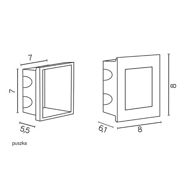 Zewnętrzna lampa wpuszczana nad schody i podjazd Mur Led Inox F 04 | szary inox