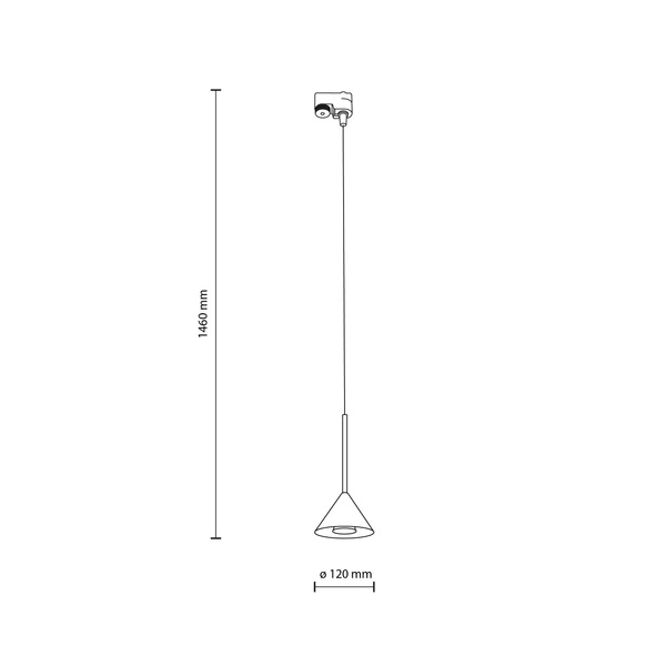 Lampa wisząca do szyny 1F TRACER CONO MINI BLACK dług.146cm szer.12cm | Czarny 10649