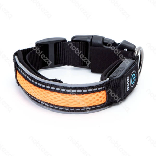 Świecąca obroża typ.B LED dla psa USB dł. 41-51cm | pomarańczowy