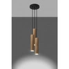 Lampa wisząca LINO 3P SL.1012 czarna stal, drewno naturalne 3xGU10