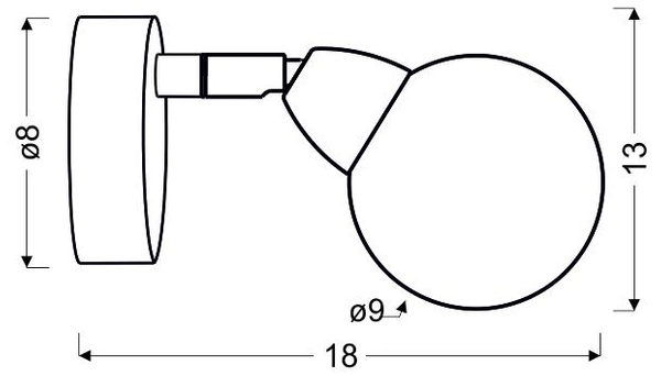 Kinkiet BOLO 1x6W LED SMD główka okrągła 1E z przegubem KD SYSTEM, chrom/transparentny, 3000K, 91-67517