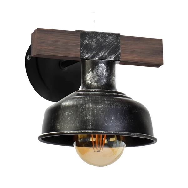 Kinkiet FARO BLACK / WOOD 1xE27 60W MLP6241