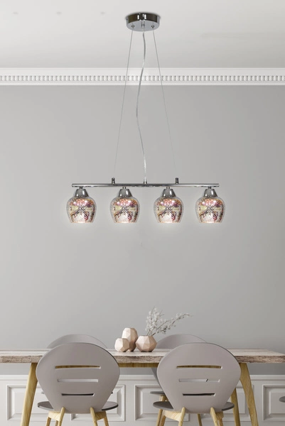 Lampa wisząca SIRIUS 34-59628 chrom 4x60W E27 klosze z efektem 3D