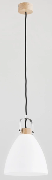 Lampa wisząca zwis HERMINA biały mleczny /drewno śr. 22cm