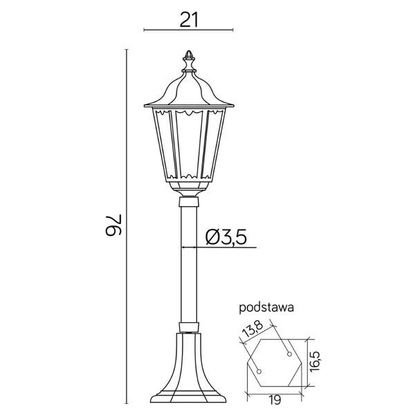 Lampa stojąca zewnętrzna 76cm RETRO MIDI K 5002/3 M | czarny