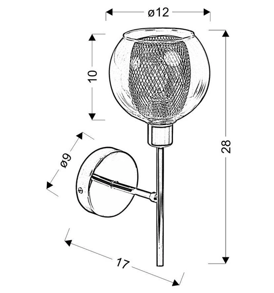 Kinkiet OZZO 21-72184 chrom/transparentny 1x40W E14
