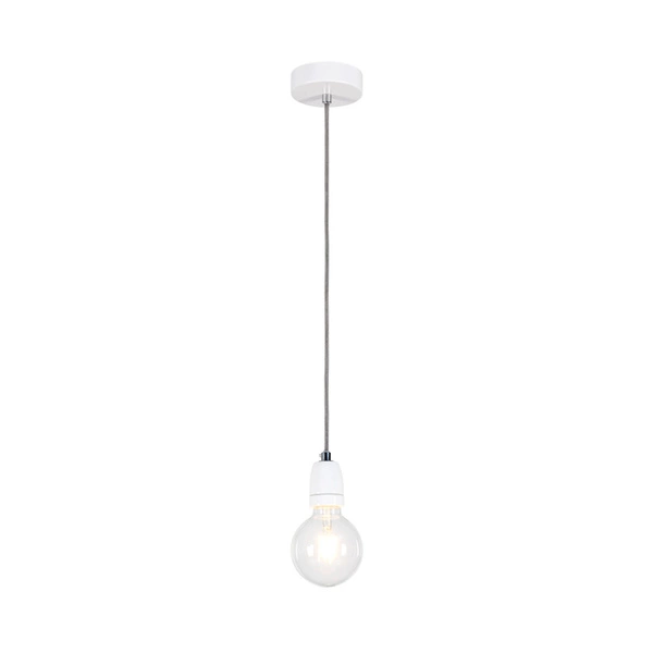 Lampa Wisząca Porcia 1xE27 Maks. 60W Biały Metal/Biała Ceramika/Antracytowy Kabel Tkaninowy 9181102