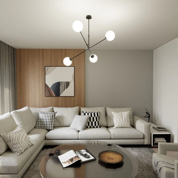 Lampa sufitowa Emibig LINEAR 4 Czarny/OPAL 1169/4