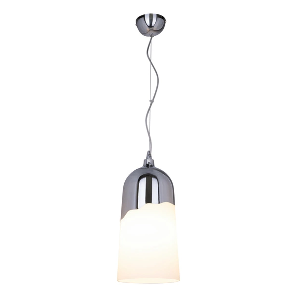 Lampa Wisząca Daga 1xE27 Max.60W Chromowany Metal/Białe Szkło 1675128