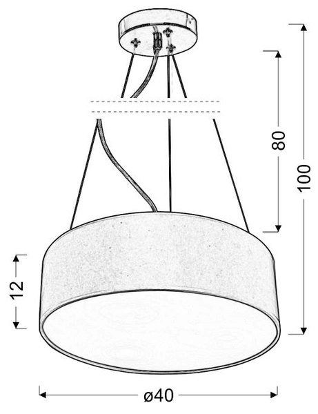 Lampa wisząca KIOTO 40 cm 31-67722, jasnoszara, 3x40W E27