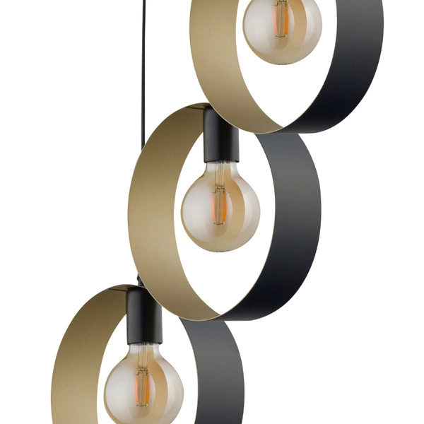 Stylowa lampa wisząca biura i domu HAPPY E27 60W szer. 45cm | czarny złoty