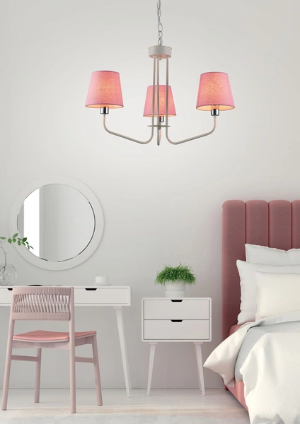 Lampa wisząca YORK LEDEA, 50203097, biały/różowy, 3x60W E14