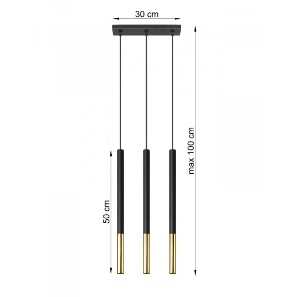 Lampa wisząca MOZAICA 3L SL.0892 czarny/złoty 3xG9