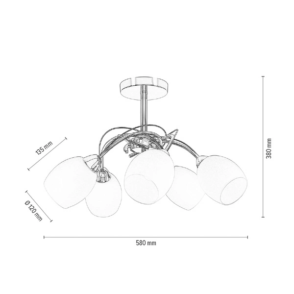 Lampa sufitowa Pisa 5xE27 maks. 60W metal satynowy/białe szkło 8280527